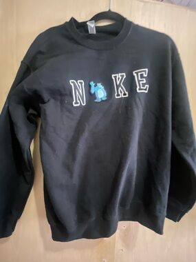 Gildan Black Crewneck Sweatshirt with Blue Character Detail